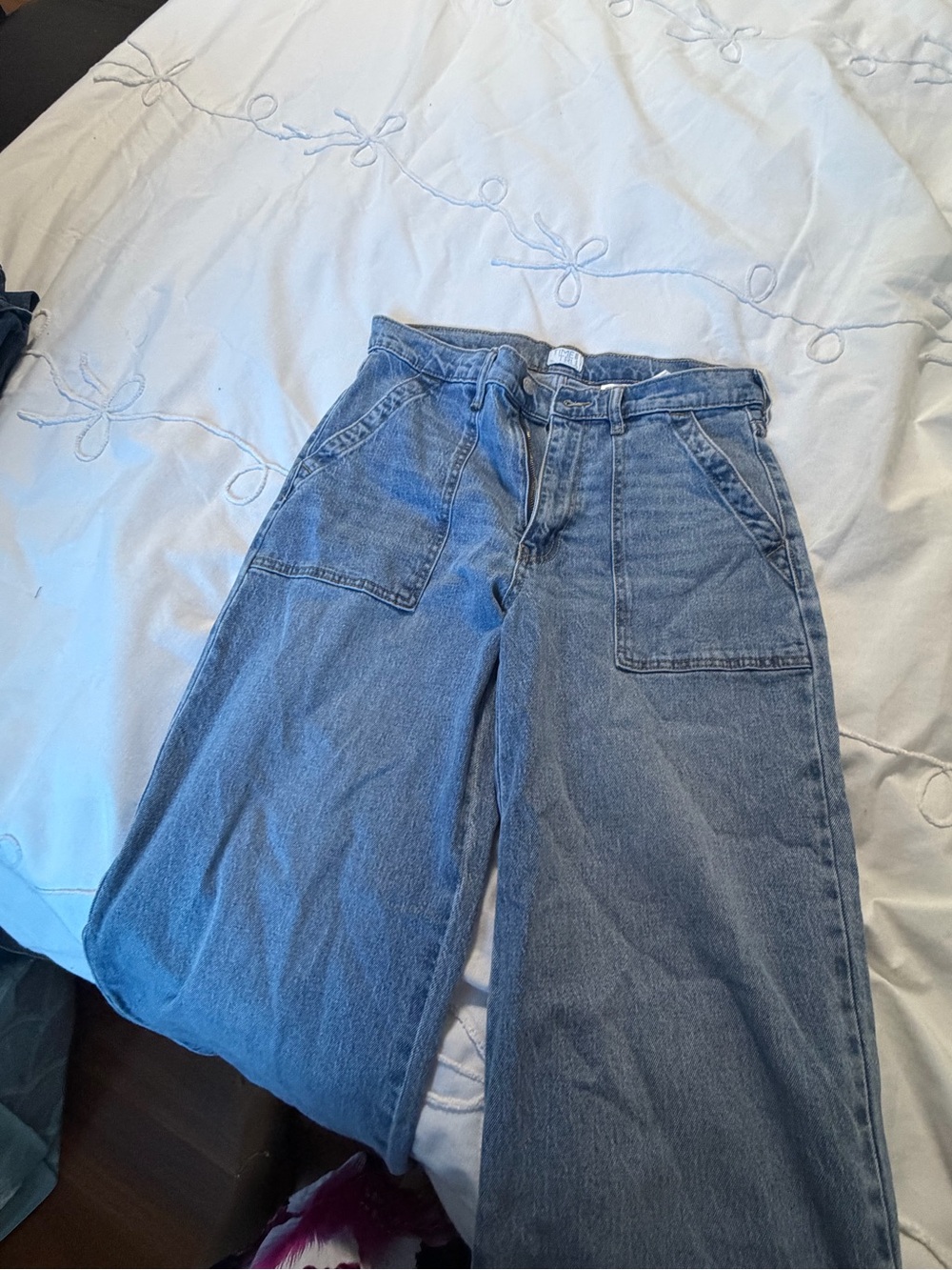 Wide-Leg High-Waist Women's Jeans in Light Blue